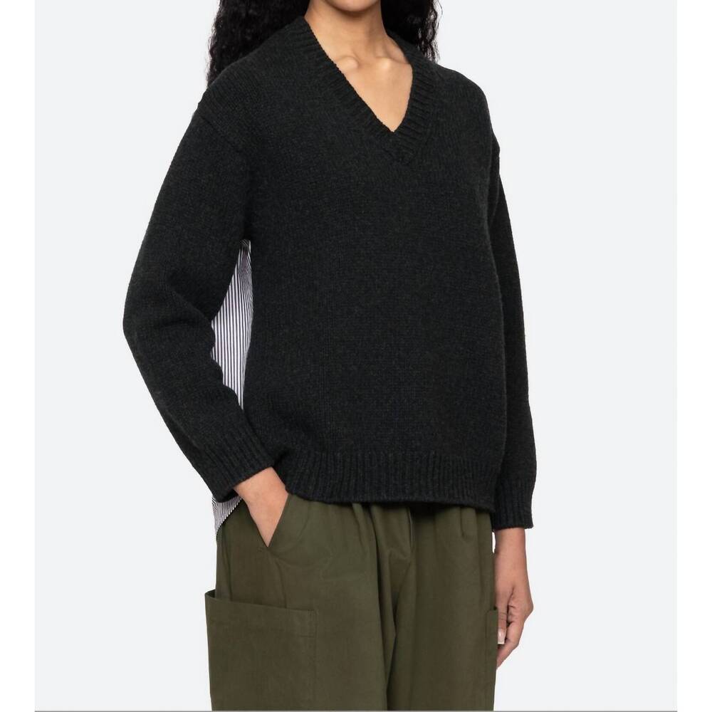 NEW SEA mallory v-neck sweater in forest